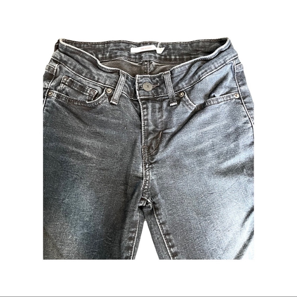LEVI 711 SKINNY JEANS 25” WASHED BLUE/BLACK